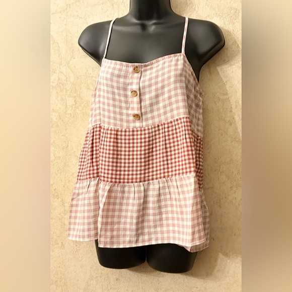 85.   Paper Crane Buttoned Tiered Camisole(Pit to pit 18”Length 24”) - Picture 1 of 3